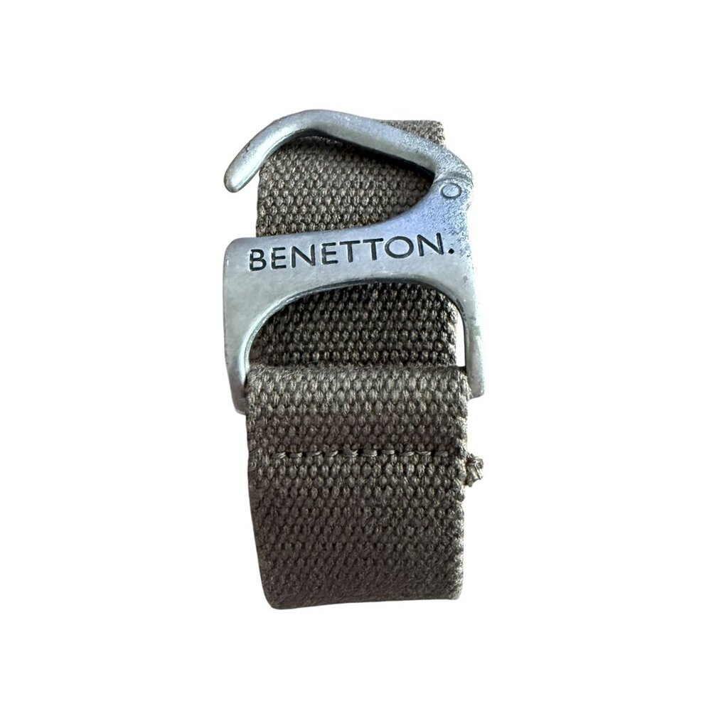 United Colors Of Benetton Olive Canvas Belt Metal Hook Buckle 39" Adjustable - Picture 10 of 13